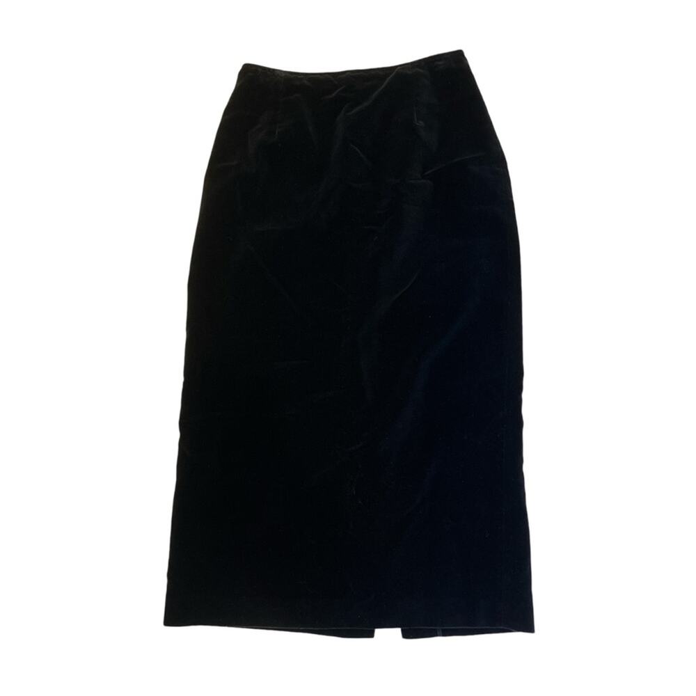 Vintage 80s Liz Claiborne Velvet Pencil Skirt Midi Retro Slit Whimsigoth 10